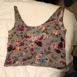 Floral low cut back crop top